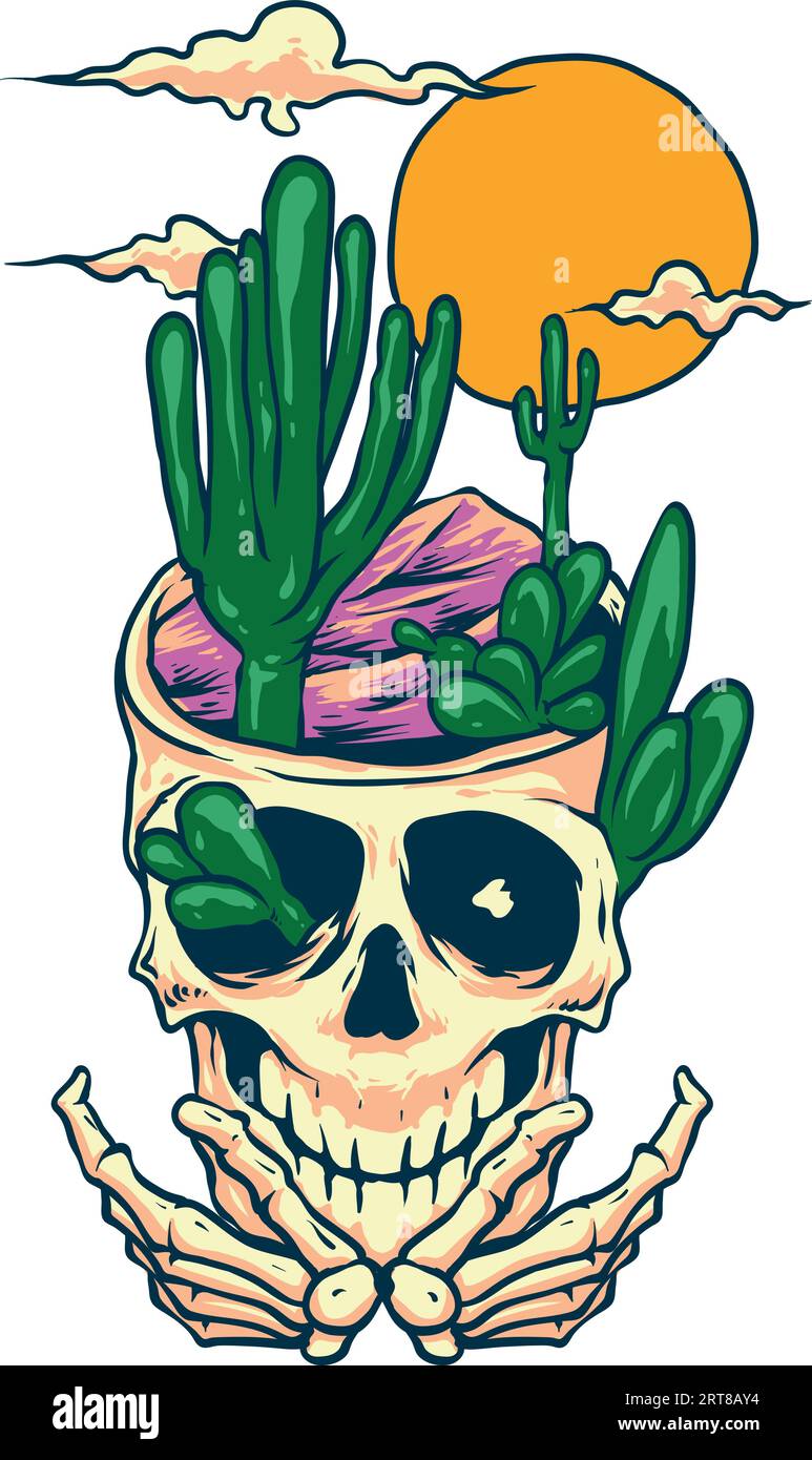 Design del deserto della testa del cranio in formato vettoriale Illustrazione Vettoriale