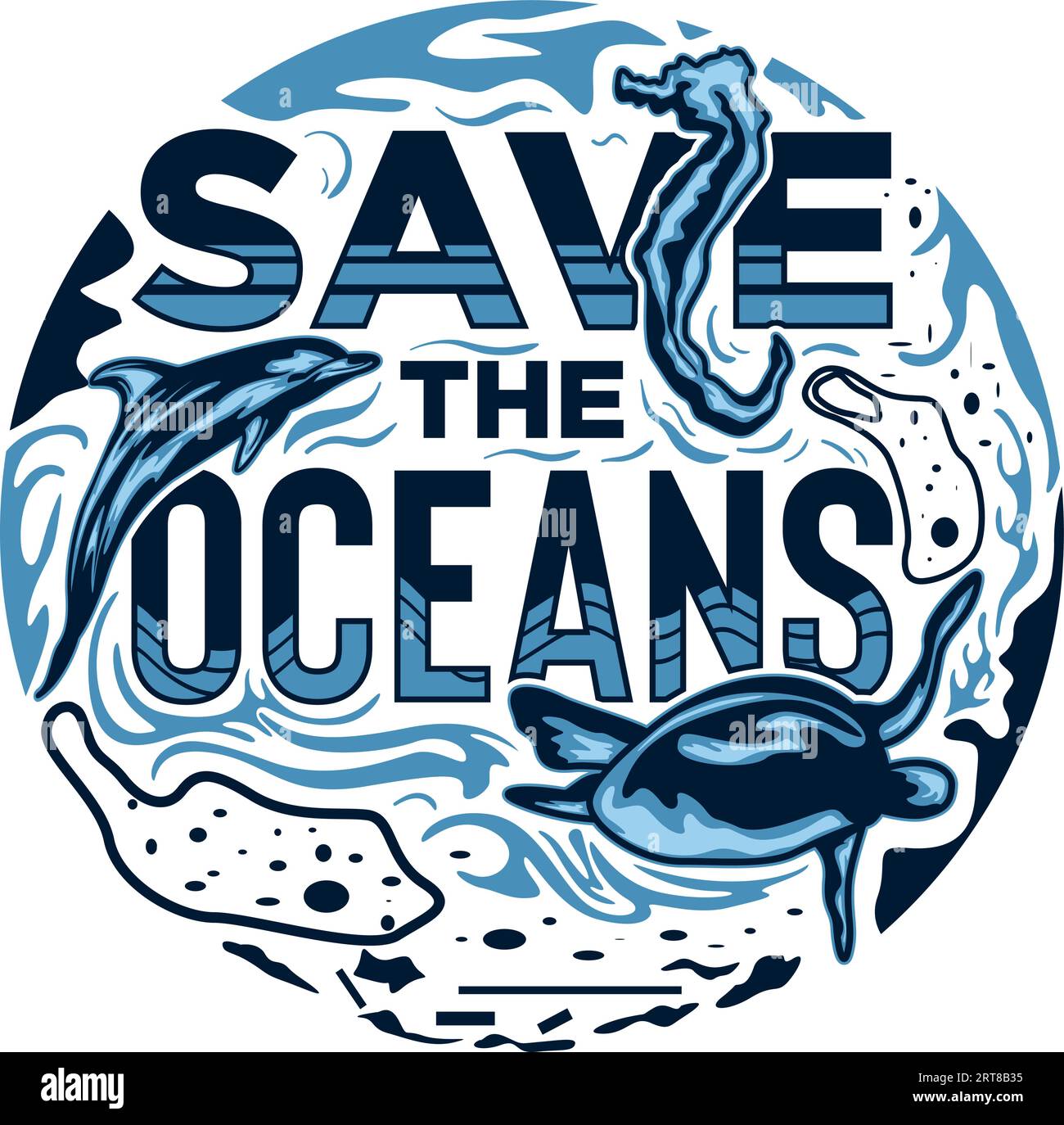 Salvare il vettore di illustrazione grafica oceani Illustrazione Vettoriale
