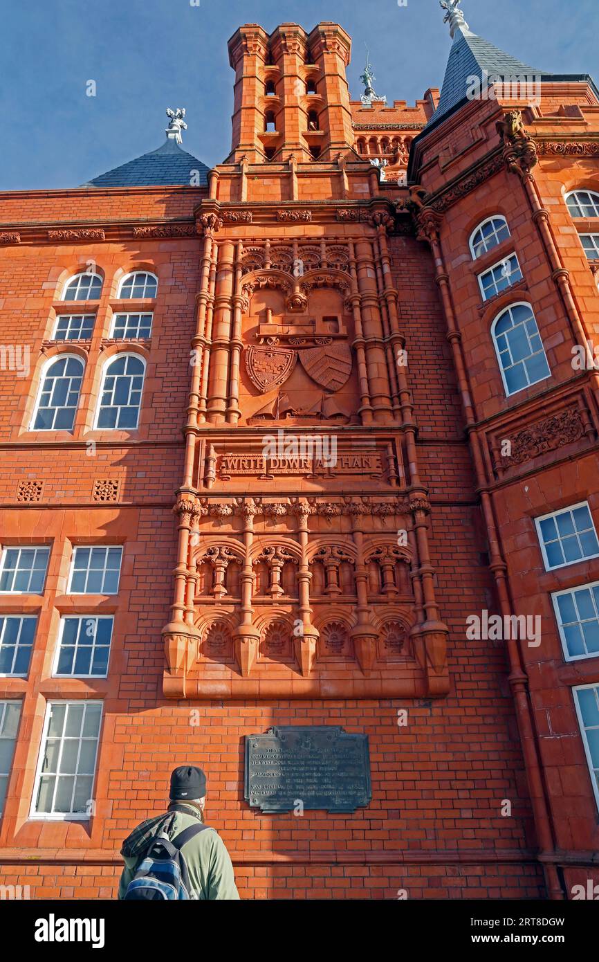Dettagli ornamentali del Pierhead Building, Cardiff Bay Foto Stock