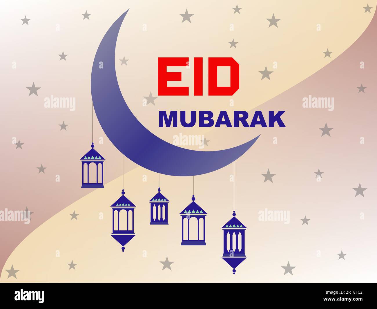 Sfondo islamico EID Mubarak con Moschea Crescent Moon e Lanterna. Il Ramadan kareem celebra lo striscione islamico del festival. Ramadan Mubarak è religioso Illustrazione Vettoriale
