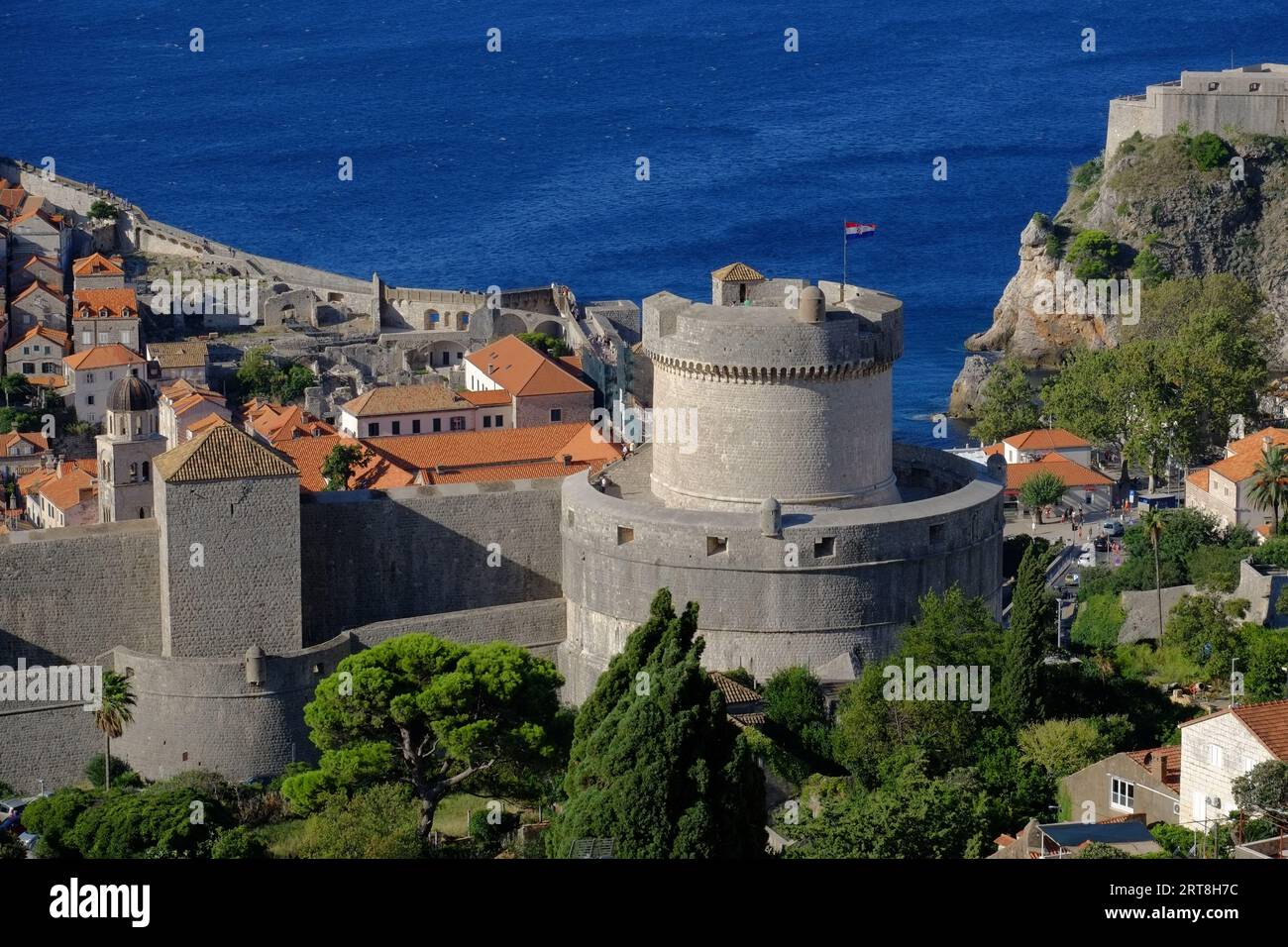 La Torre Minceta è il punto più alto del sistema di difesa nella città vecchia di Dubrovnik, in Croazia Foto Stock