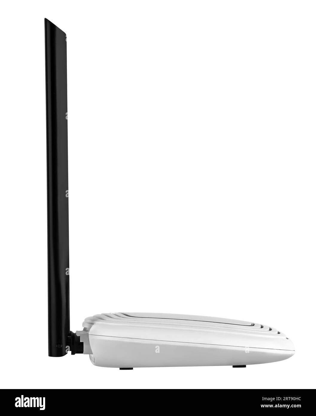 Router di rete Wi-Fi su sfondo bianco isolato Foto Stock