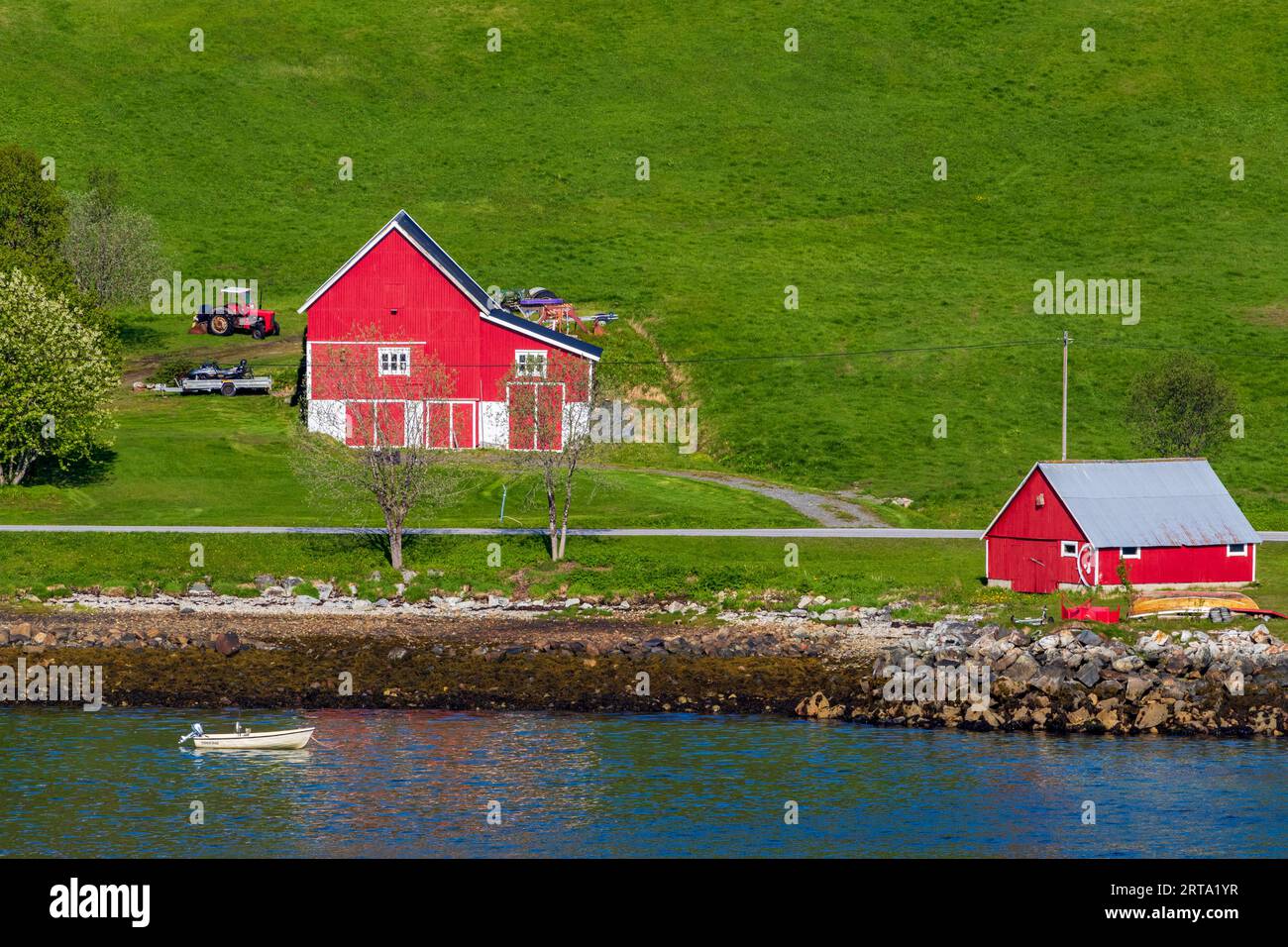 Fattoria, isola di Kvaloya, Tromso, Norvegia Foto Stock