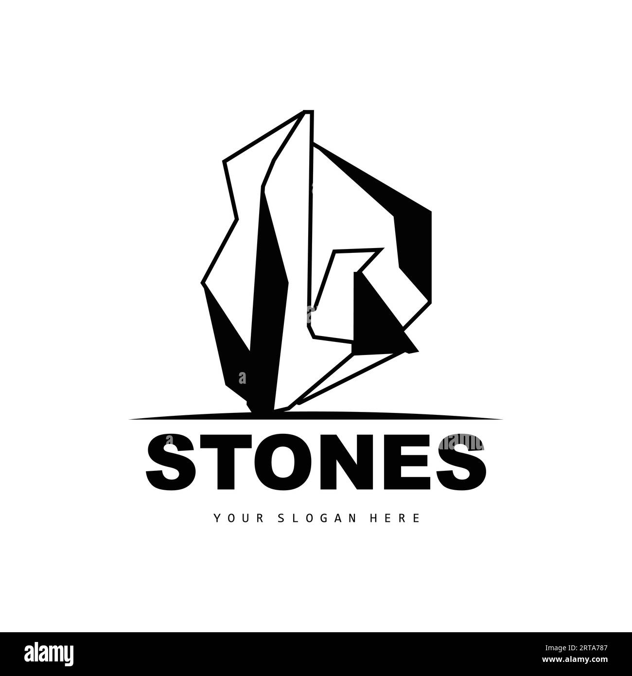 Logo Stone, Vector Stone Modern con stile geometrico, Design per decorazione estetica, Brand Modern Product, Simple Icon Abstract Aesthetic Geomet Illustrazione Vettoriale