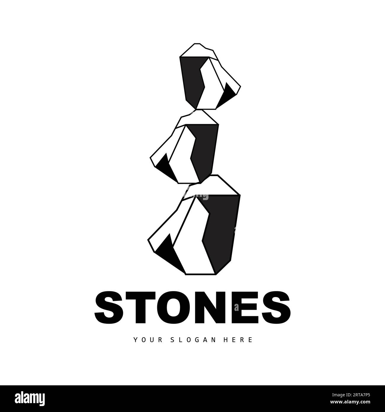 Logo Stone, Vector Stone Modern con stile geometrico, Design per decorazione estetica, Brand Modern Product, Simple Icon Abstract Aesthetic Geomet Illustrazione Vettoriale