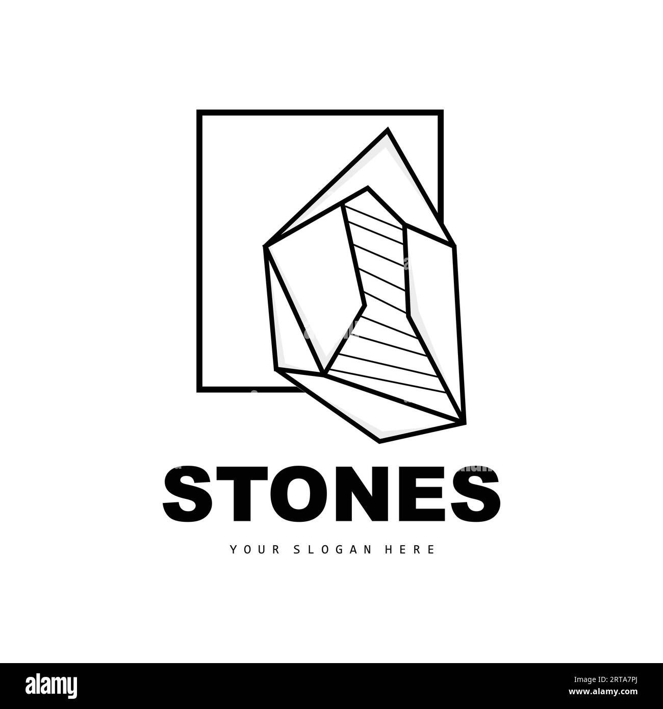 Logo Stone, Vector Stone Modern con stile geometrico, Design per decorazione estetica, Brand Modern Product, Simple Icon Abstract Aesthetic Geomet Illustrazione Vettoriale