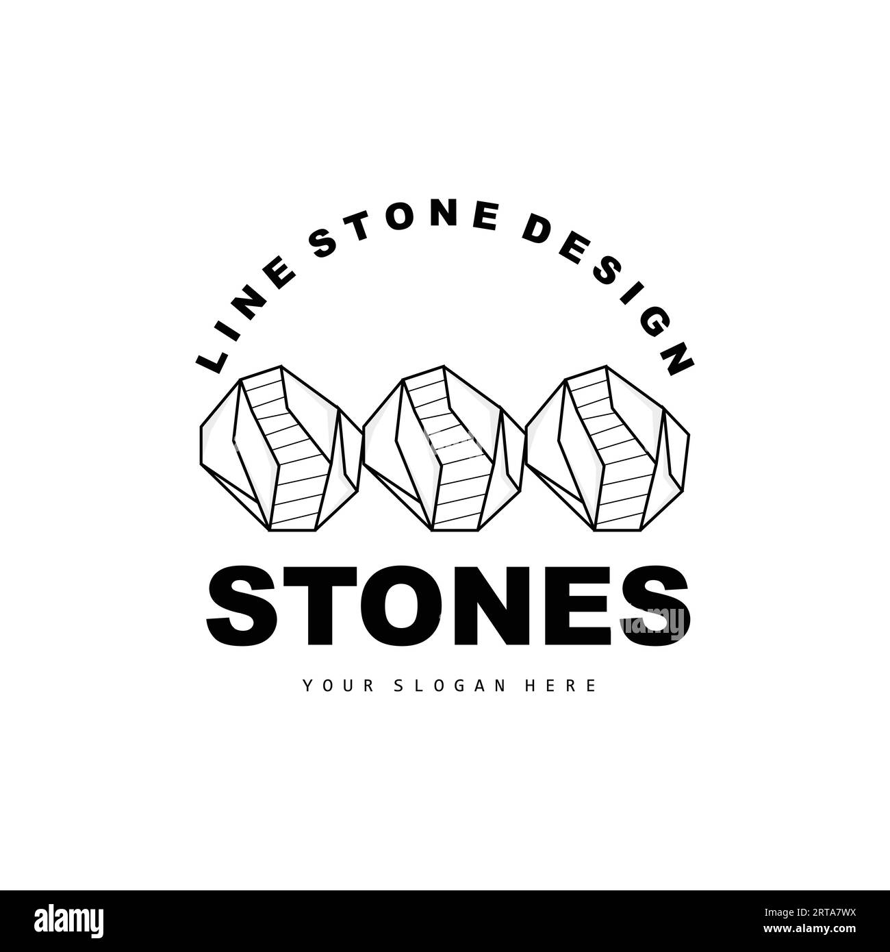 Logo Stone, Vector Stone Modern con stile geometrico, Design per decorazione estetica, Brand Modern Product, Simple Icon Abstract Aesthetic Geomet Illustrazione Vettoriale