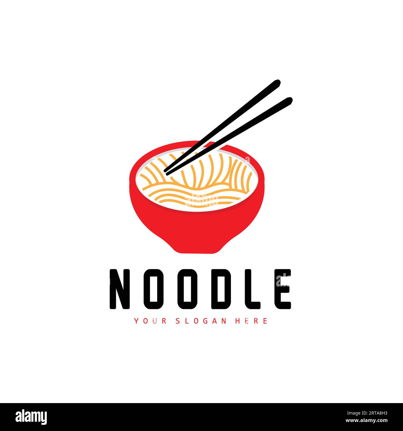 Logo Noodle, Ramen Vector, cucina cinese, design del marchio del fast food, marchio del prodotto, caffè, logo aziendale Illustrazione Vettoriale