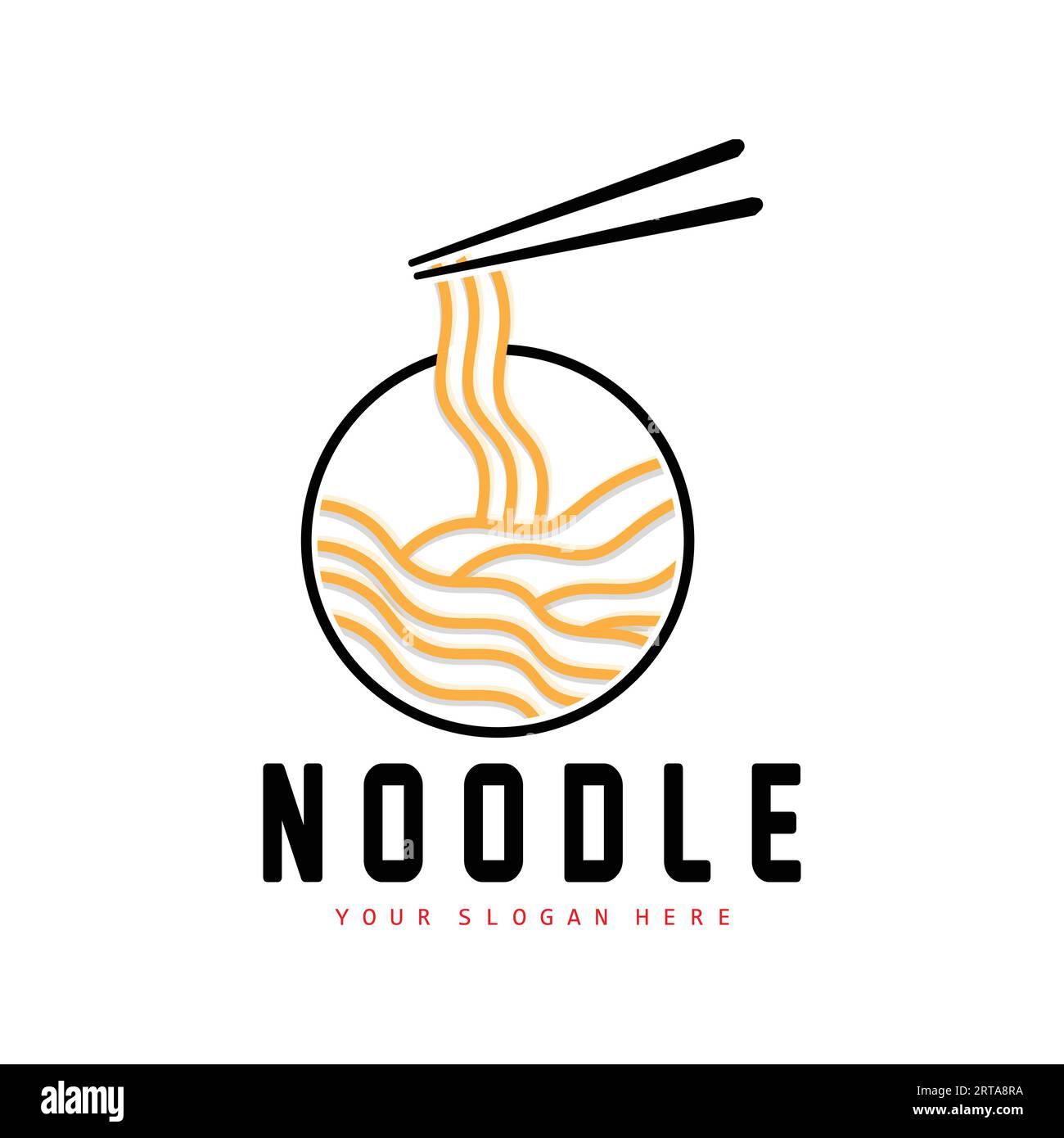 Logo Noodle, Ramen Vector, cucina cinese, design del marchio del fast food, marchio del prodotto, caffè, logo aziendale Illustrazione Vettoriale