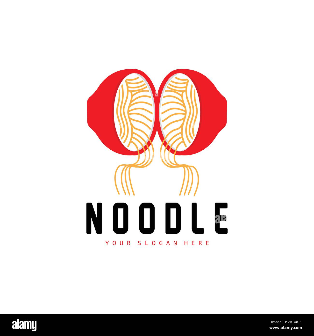 Logo Noodle, Ramen Vector, cucina cinese, design del marchio del fast food, marchio del prodotto, caffè, logo aziendale Illustrazione Vettoriale