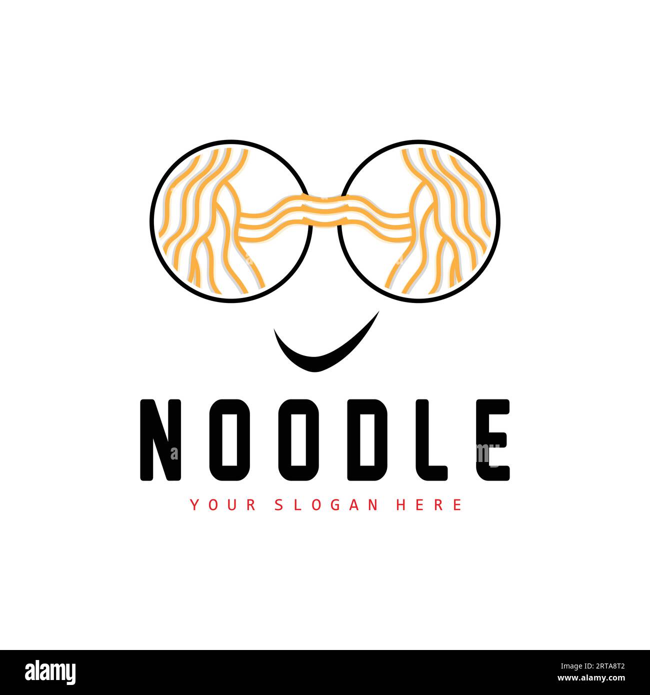 Logo Noodle, Ramen Vector, cucina cinese, design del marchio del fast food, marchio del prodotto, caffè, logo aziendale Illustrazione Vettoriale