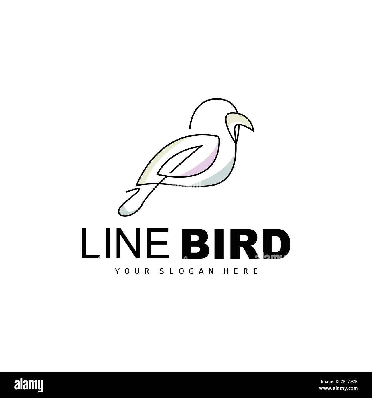 Logo Bird, Hummingbird Vector, design semplice e lineare, icona Bird Wings marchio di prodotto Illustrazione Vettoriale