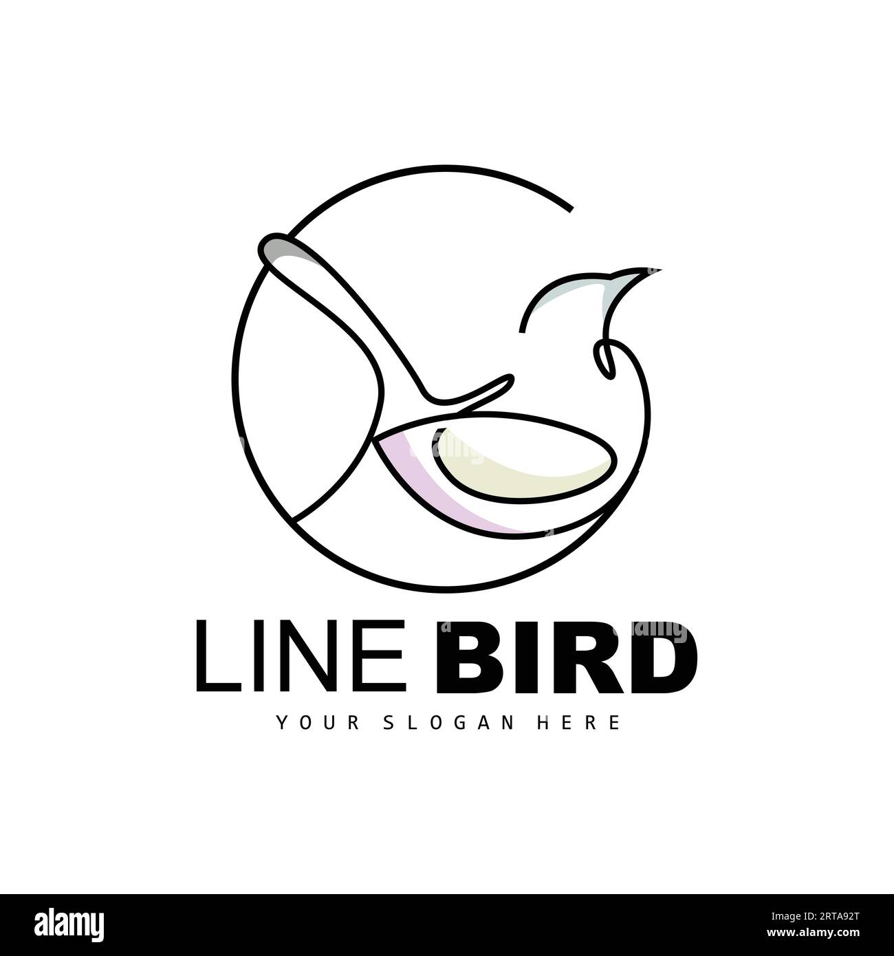 Logo Bird, Hummingbird Vector, design semplice e lineare, icona Bird Wings marchio di prodotto Illustrazione Vettoriale