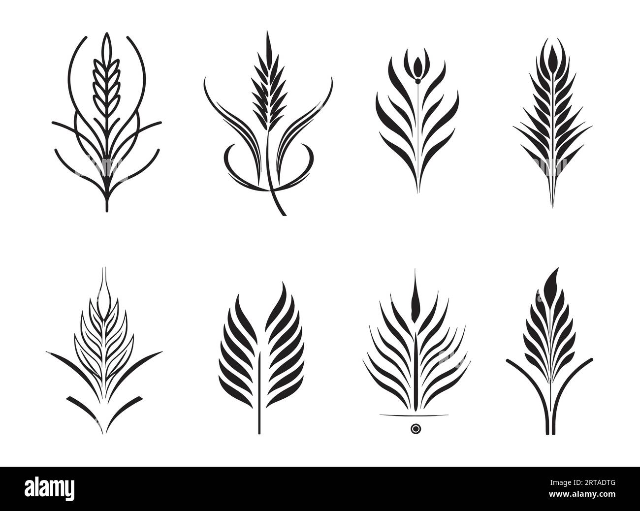 Schizzo della collezione di logo Wheat disegnato a mano in stile fumetto.Vector Illustrazione Vettoriale