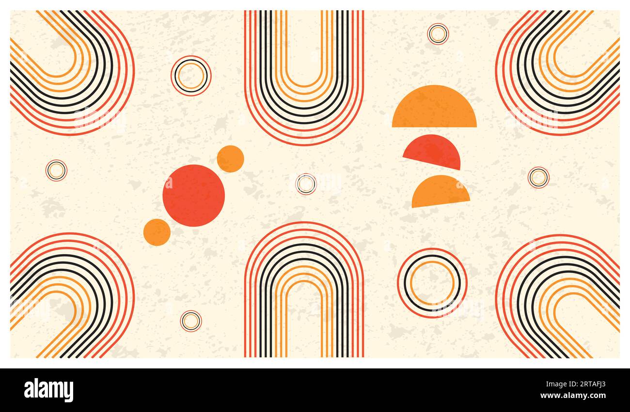 Poster di copertina di arte moderna, modello vettoriale minimale con design geometrico anni '20 con elementi primitivi di forme Illustrazione Vettoriale