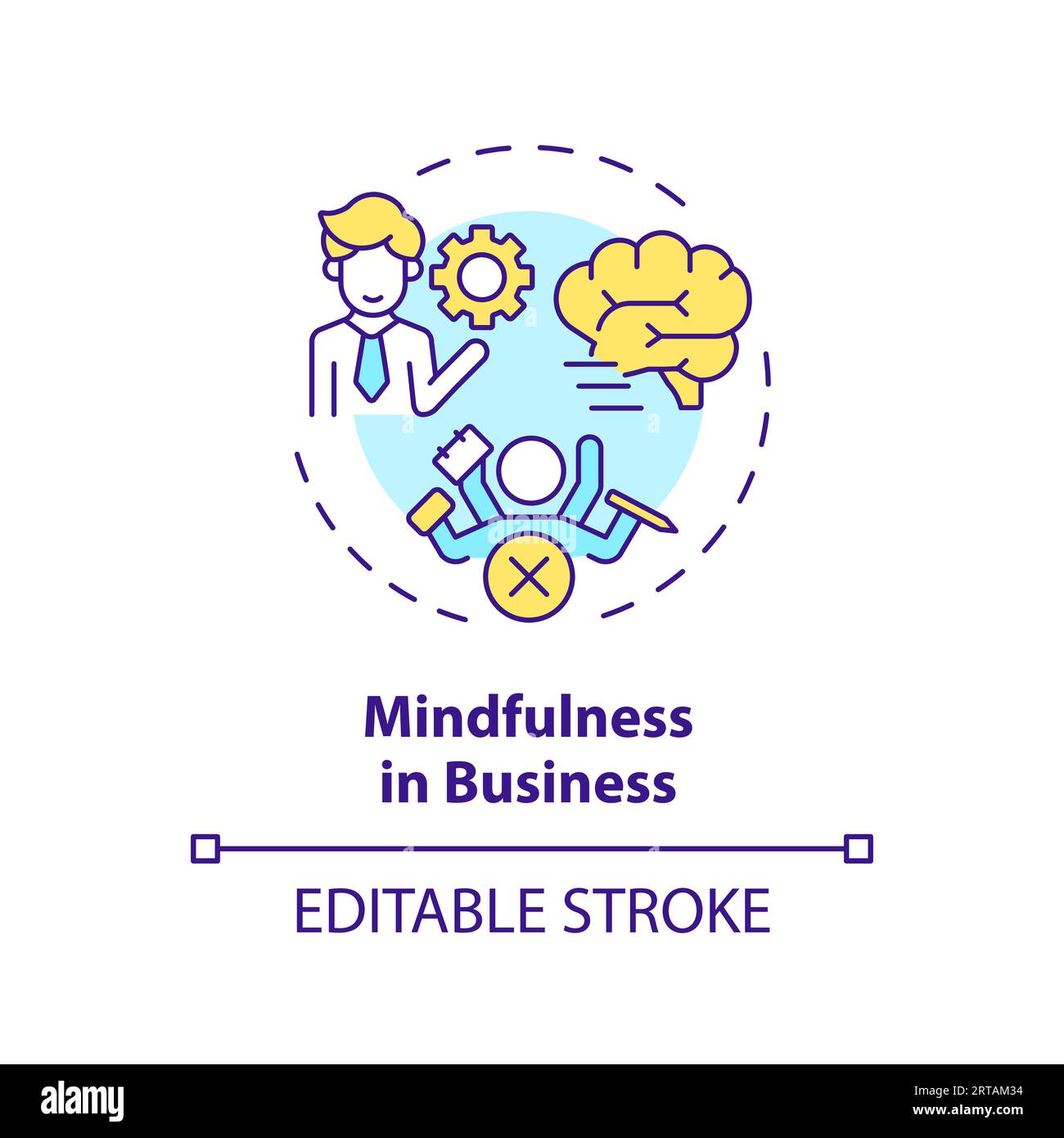 Concetto di business: Icona della linea personalizzabile 2D attenzione Illustrazione Vettoriale