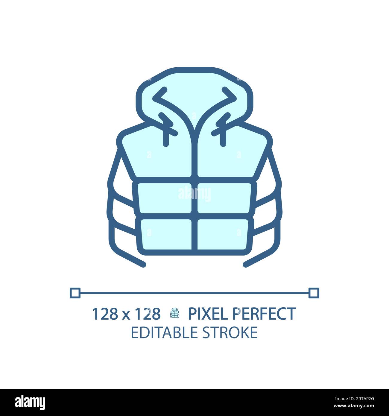 Giacca imbottita personalizzabile semplice icona blu lineare sottile Illustrazione Vettoriale