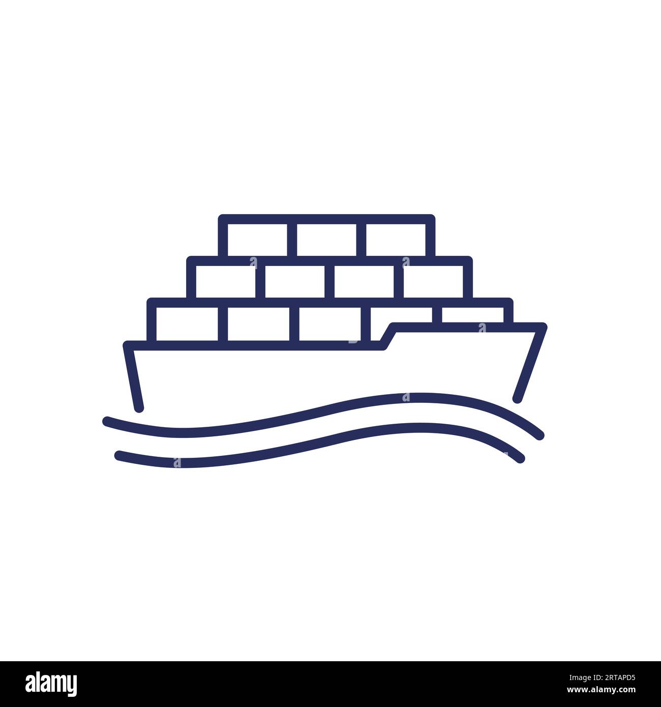 container cargo ship line icon, trasporto marittimo Illustrazione Vettoriale