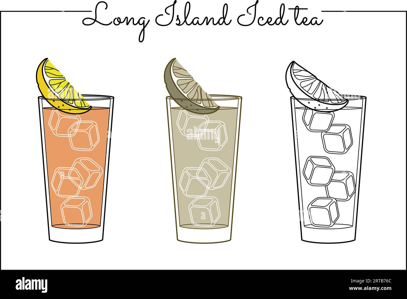 Bevanda vettoriale alcol linea illustrazione Long Island Ice Tea Illustrazione Vettoriale