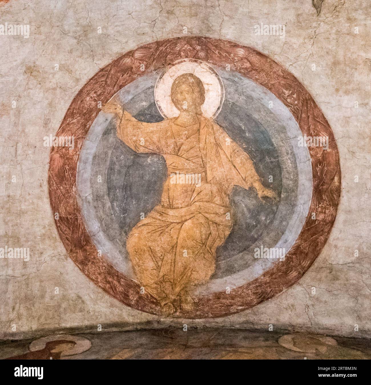 Affreschi di Andrey Rublev nella Cattedrale della Dormizione di Vladimir, Russia Foto Stock