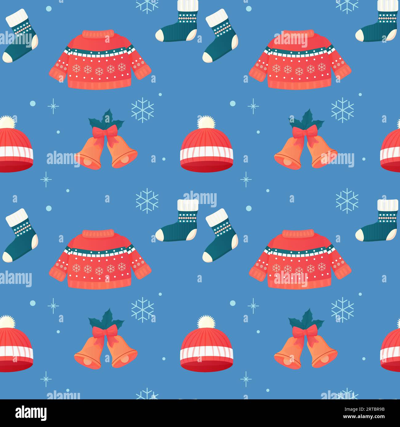 Maglione, calze, cappello, capodanno, inverno e Natale senza cuciture. illustrazione vettoriale Illustrazione Vettoriale