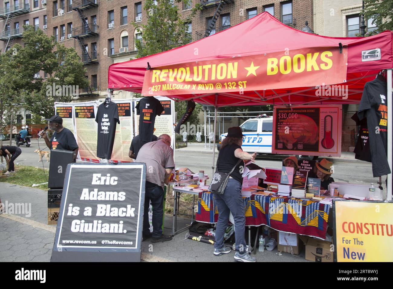 Venditori all'annuale West Indian Caribbean Parade lungo Eastern Parkway a Brooklyn, New York. Foto Stock