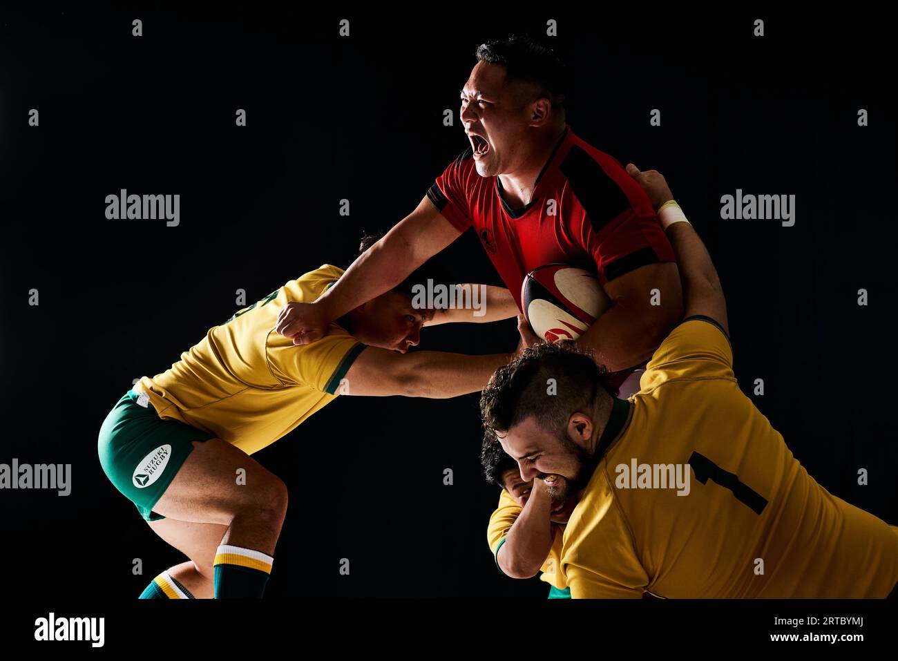 Atleti di rugby Foto Stock