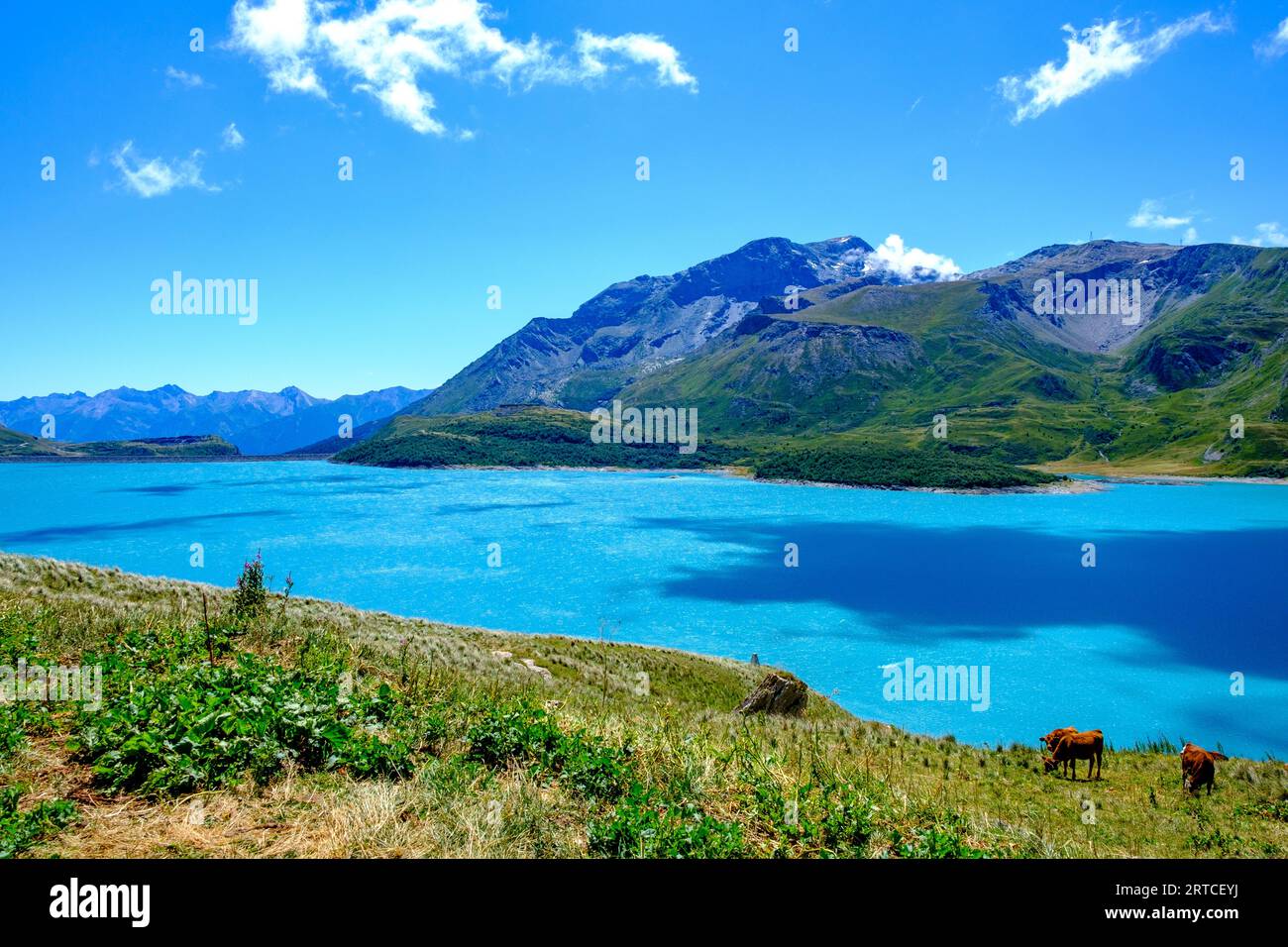 Il lago Mont-Cenis e il passo, Francia Foto Stock