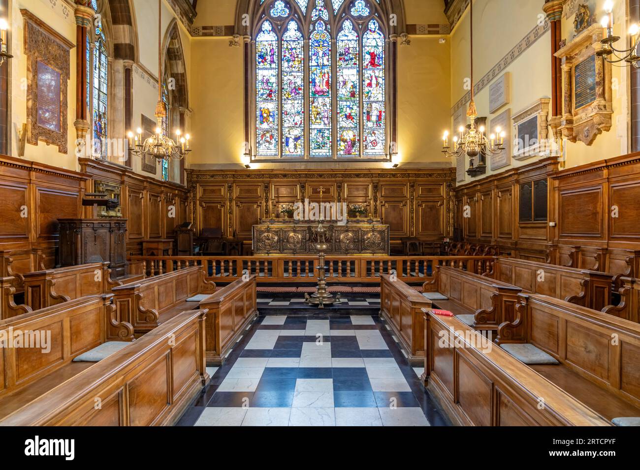 Interno della Cappella del Balliol College, Università di Oxford, Oxford, Oxfordshire, Inghilterra, Regno Unito, Europa Foto Stock