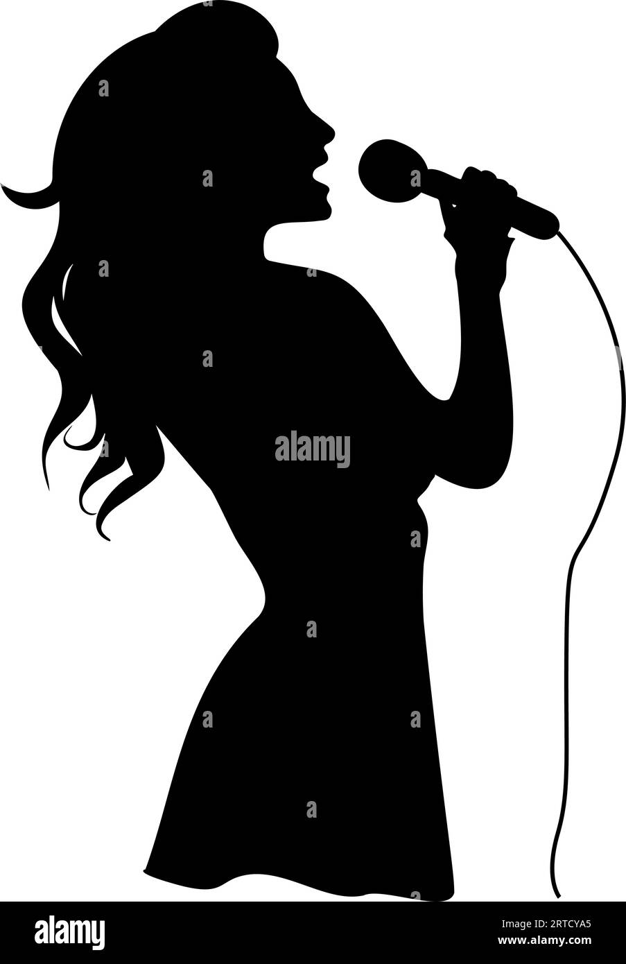 Cantante donna con una silhouette del microfono. Illustrazione vettoriale Illustrazione Vettoriale