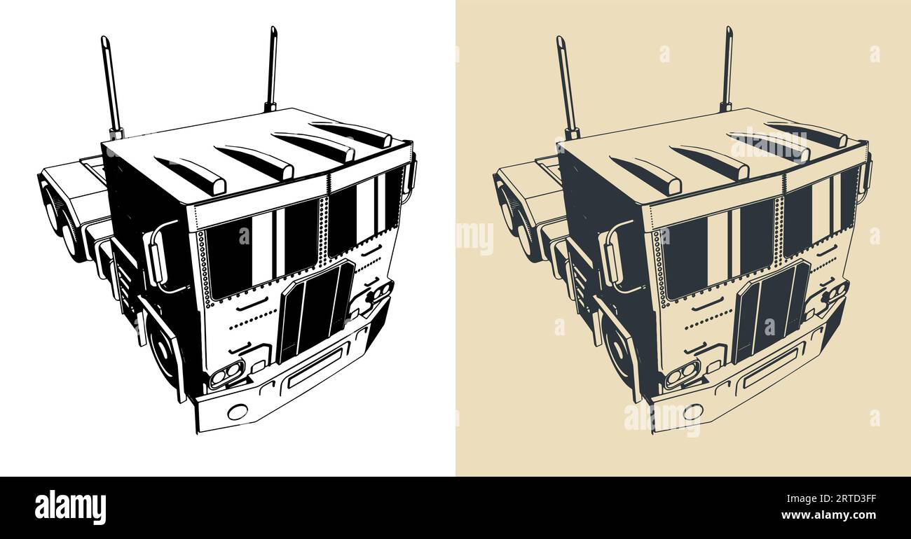 Illustrazioni vettoriali stilizzate del trattore per veicoli industriali Illustrazione Vettoriale
