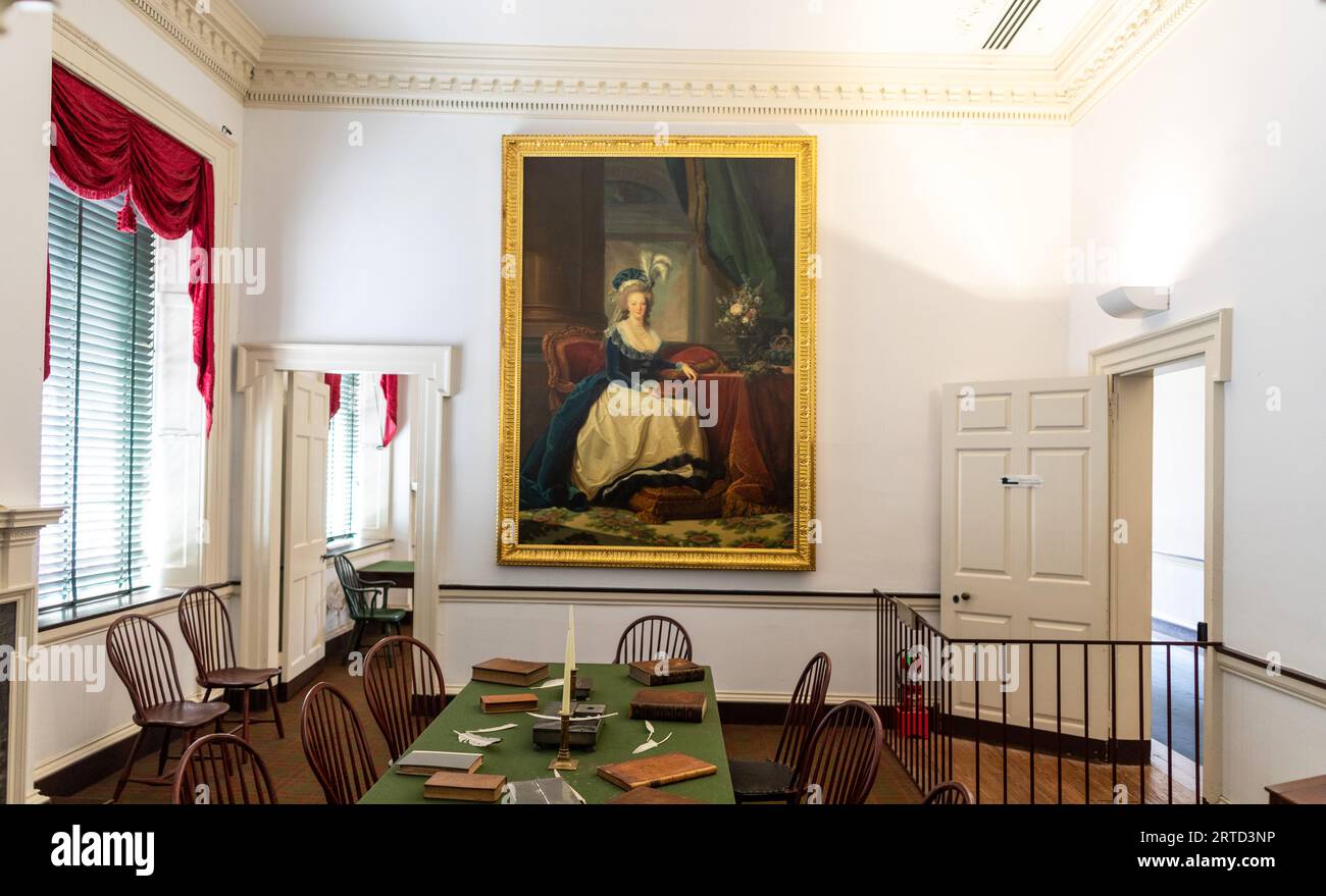 Sala Congressi con dipinto di Maria Antonietta. Philadelphia, USA Foto Stock