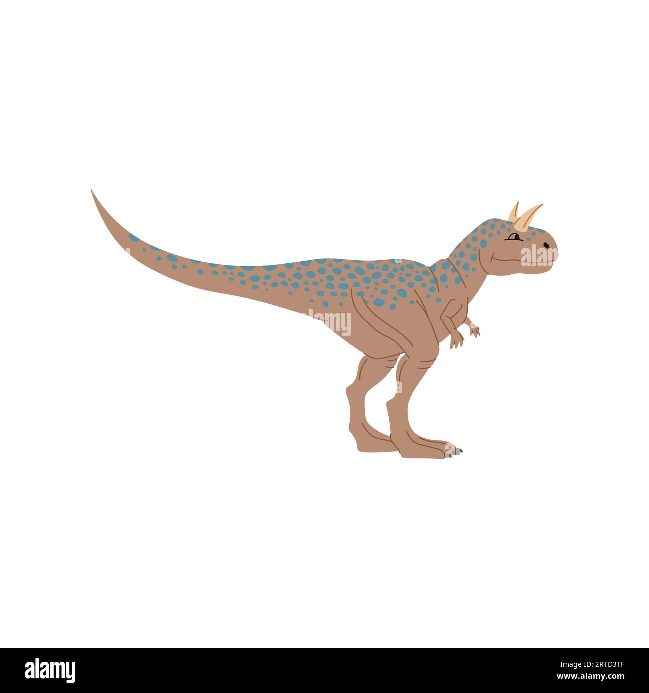 Carnotaurus theropod personaggio animale di dinosauro maculato, divertente giocattolo per bambini con dinosauro. Grande lucertola vettoriale, dinosauro infantile Tyrannosaurus Illustrazione Vettoriale