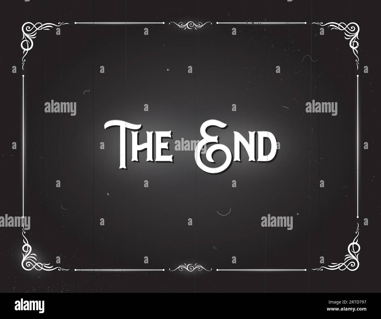 Schermo finale del film, bordo vintage del cinema muto. Cinema vintage screen border, Hollywood 30 's Classic Silent Movie end frame o settore video V Illustrazione Vettoriale