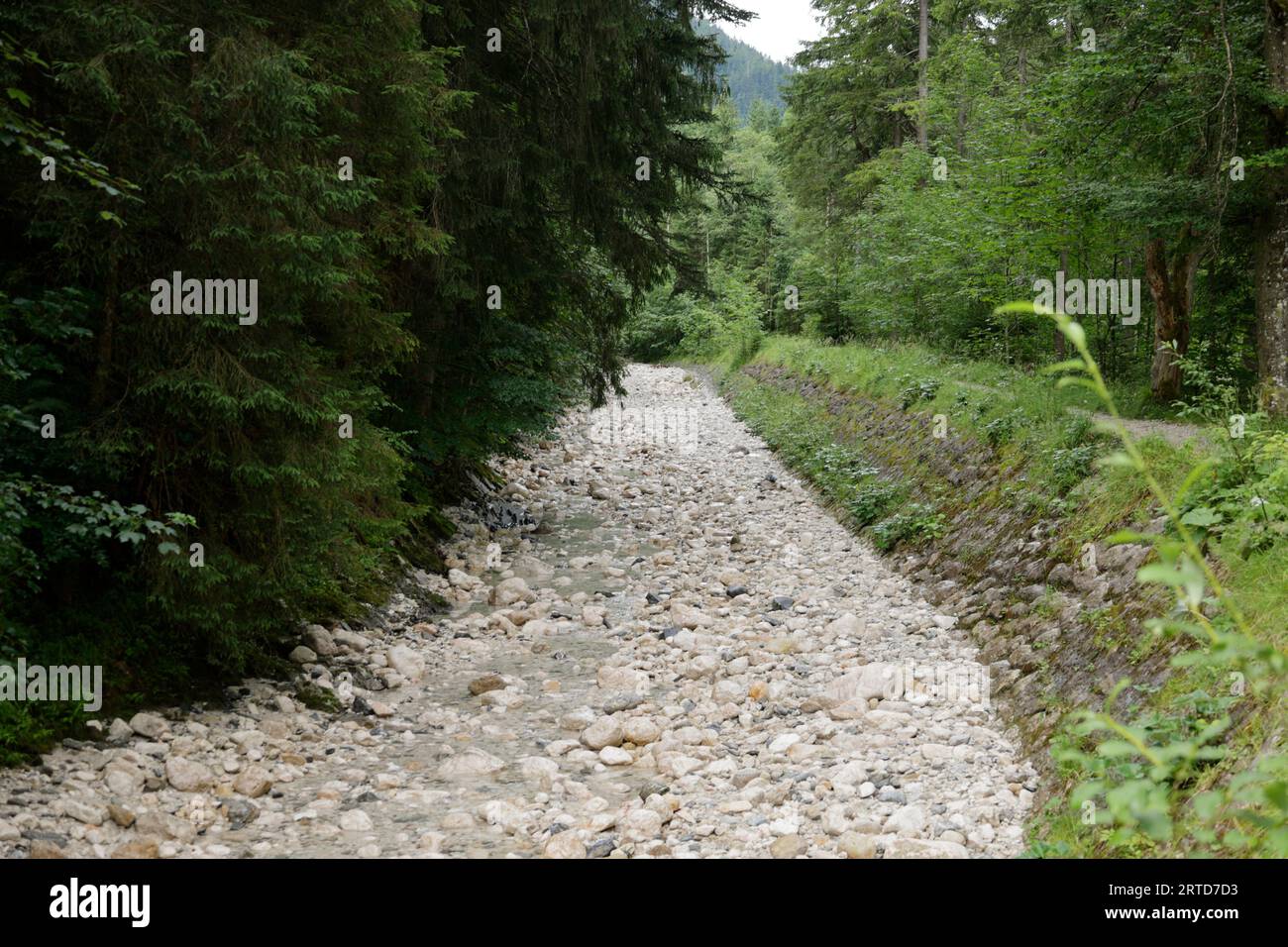 Ruscello secco dell'Ache nel Berchtesgadener Land Foto Stock