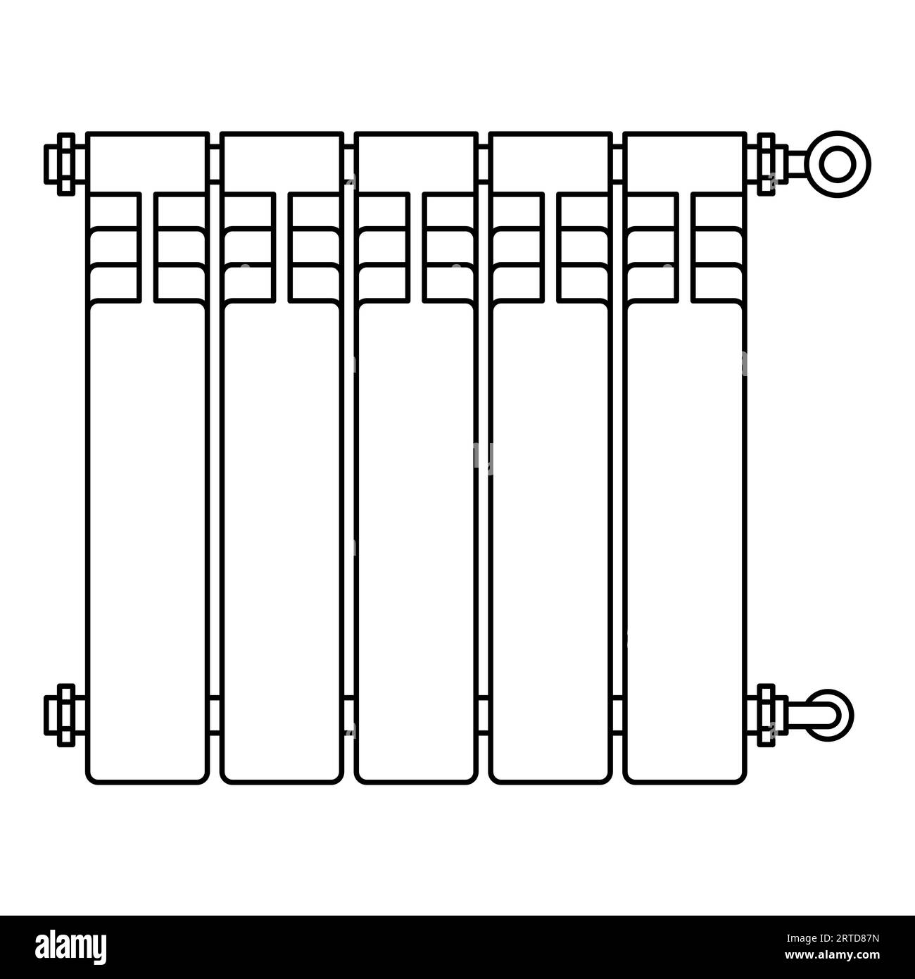 Immagine del radiatore di riscaldamento. Immagine industriale di un oggetto idraulico. Illustrazione Vettoriale