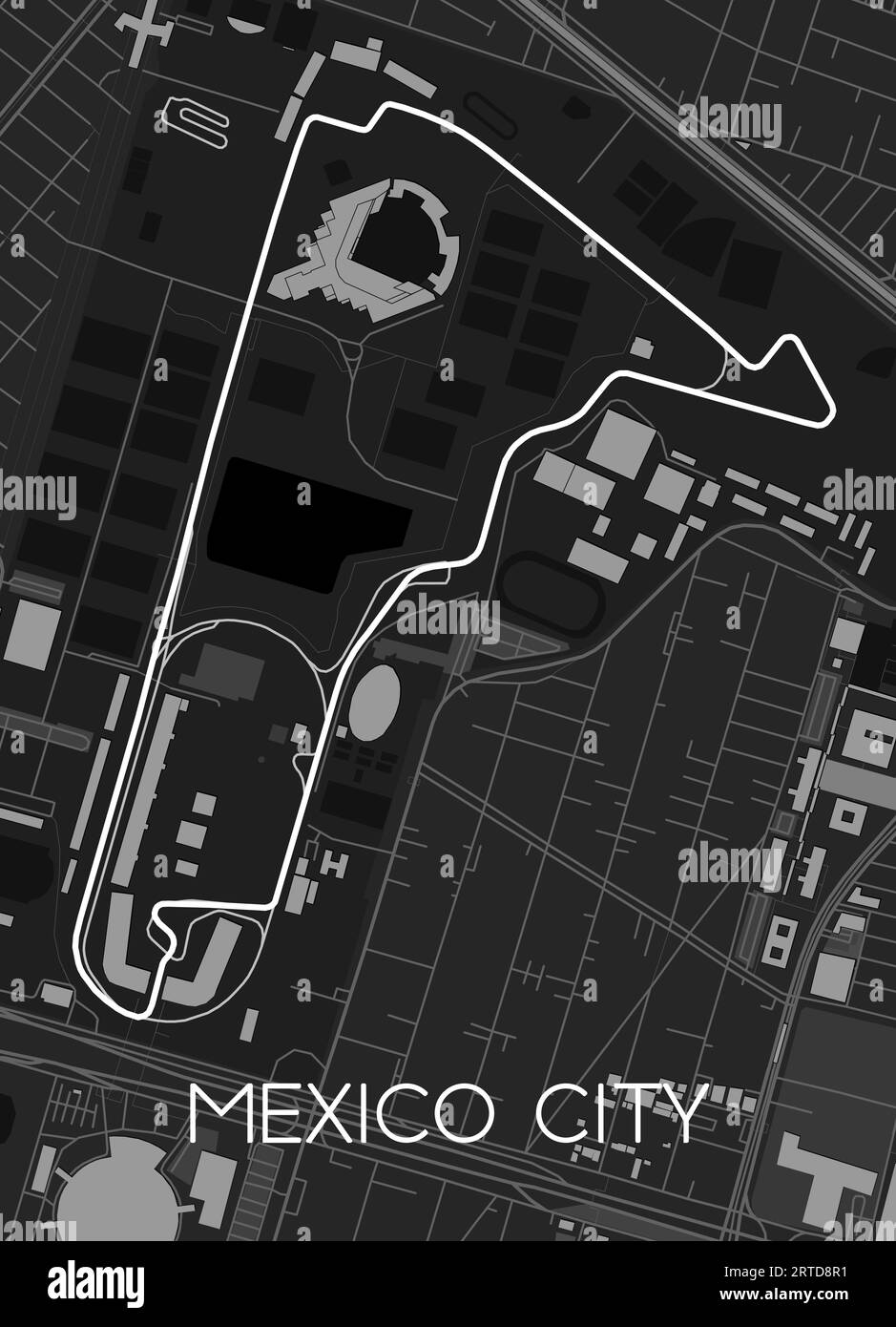 Autódromo Hermanos Rodríguez, Mexico City Track Map Illustrazione Vettoriale