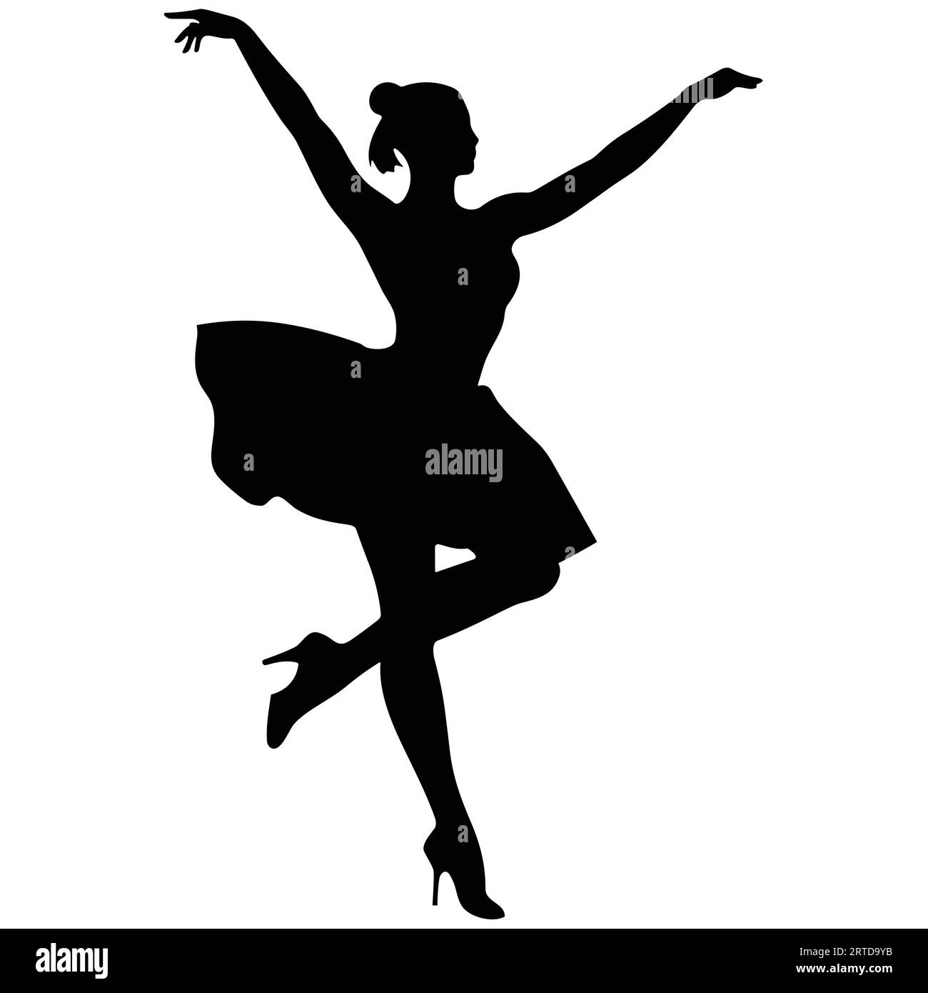 Ballerina piatta con silhouette nera tinta unita Illustrazione Vettoriale