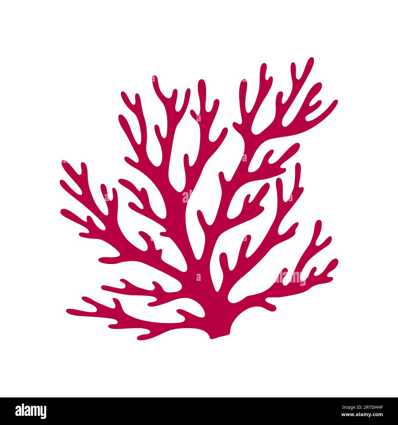 Corallo in pelle con bordi affilati e decorazioni tropicali. Icona delle alghe marine dei cartoni animati vettoriali, pianta subacquea coltivata sul fondo marino Illustrazione Vettoriale