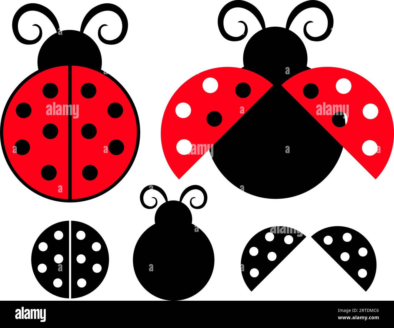 Set Ladybug Fly of Vector Illustrazione Vettoriale