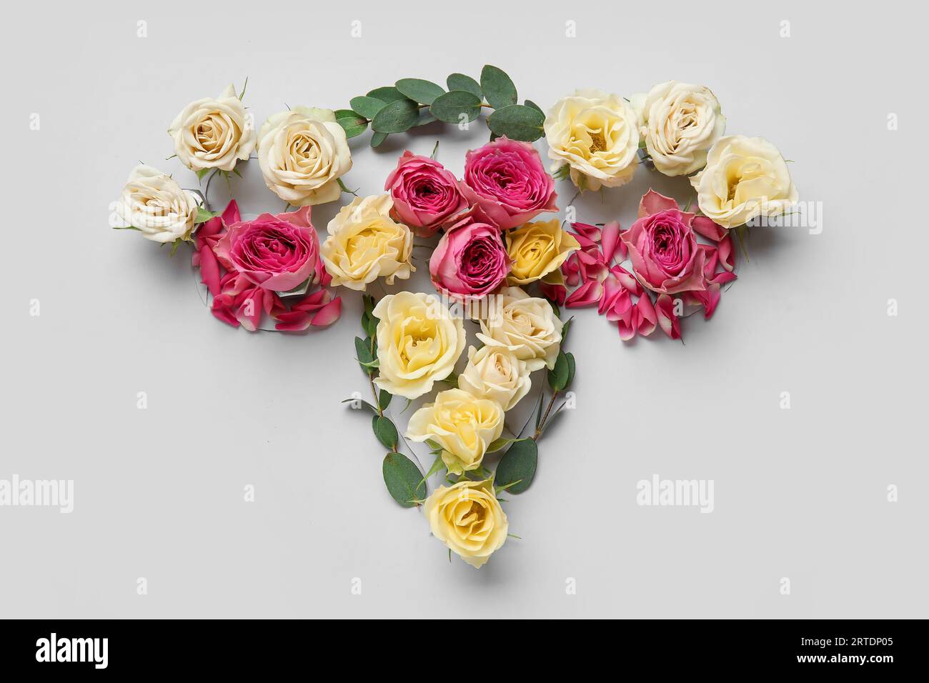 Utero fatto di bellissimi fiori su sfondo chiaro Foto Stock