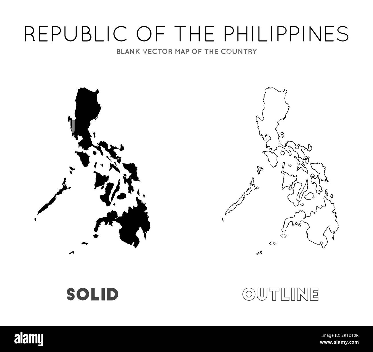 Mappa delle Filippine. Mappa vettoriale vuota del Paese. Borders of Philippines per la tua infografica. Illustrazione vettoriale. Illustrazione Vettoriale