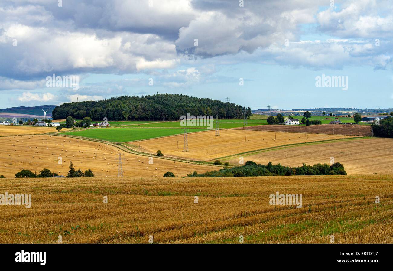 Vista panoramica di settembre della Strathmore Valley e delle Sidlaw Hills a Dundee, Scozia Foto Stock