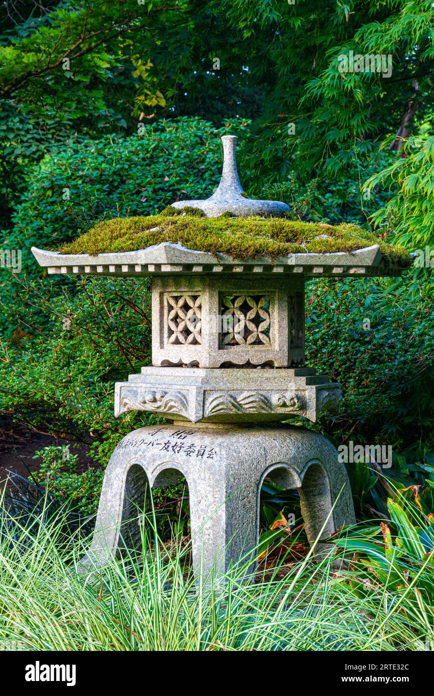 Ornamento giapponese nei Giardini VanDusen a Vancouver Foto Stock