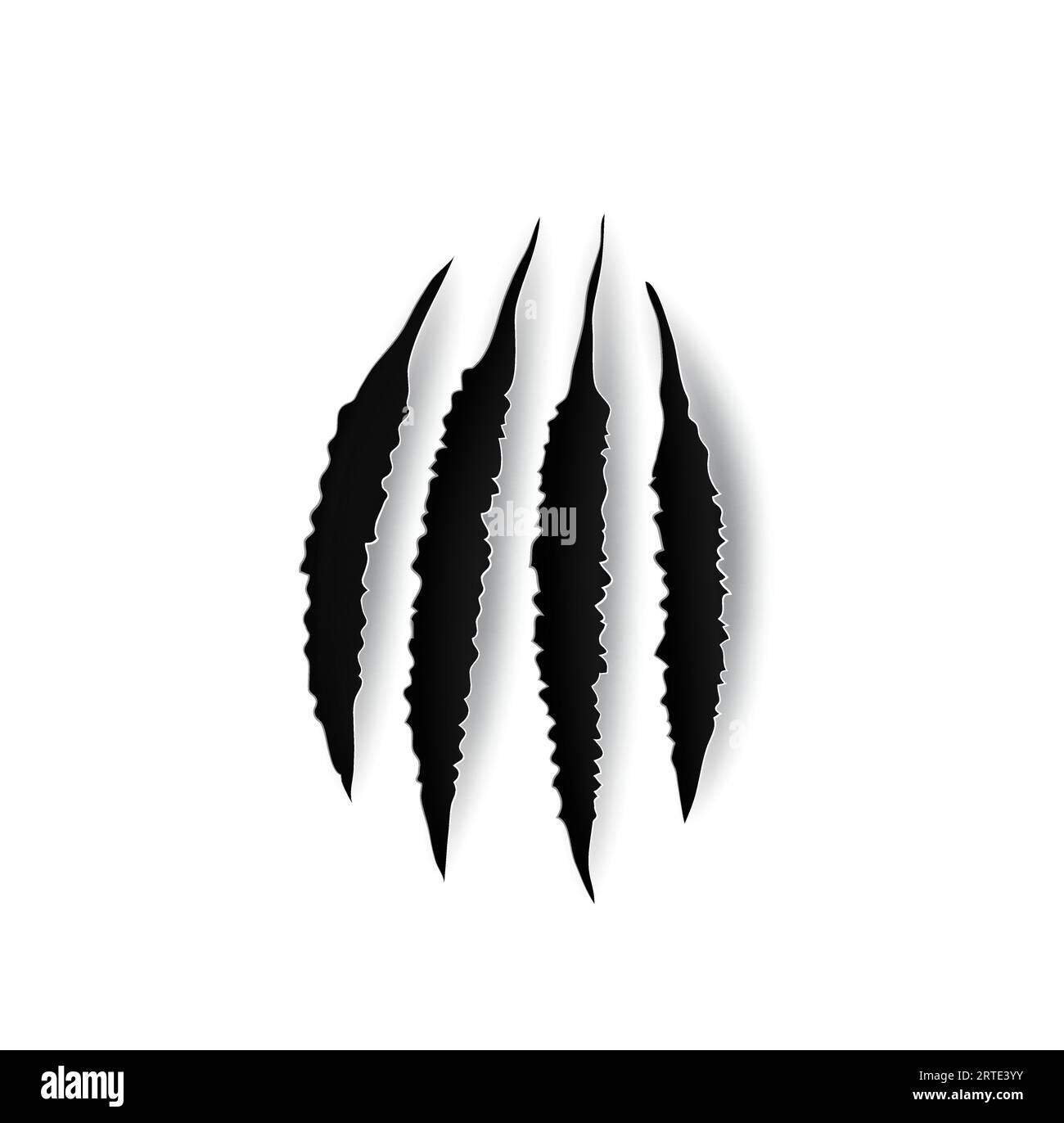 Segni di artigli, graffi, strappi di talon selvatico, fori vettoriali di chiodi predatori. Sentieri per zampe di gatto o tigre, segni 3d realistici di leone, mostro, drago o bestia, rompere tracce su sfondo bianco Illustrazione Vettoriale