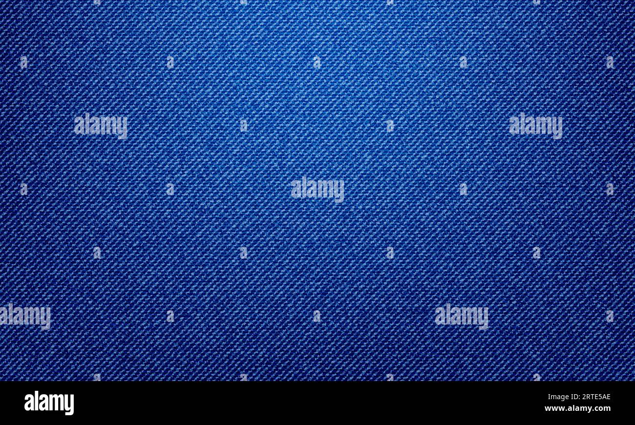 Sfondo in denim Blue jeans, motivo vettoriale di tessuto di abbigliamento in primo piano. Tessuto blu jeans o tela denim, tessuto realistico in cotone macro, jeans denim di pantaloni o tasca Illustrazione Vettoriale