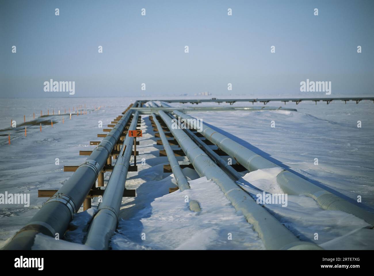 Tratto dell'oleodotto Trans-Alaskan; Prudhoe Bay, Alaska, Stati Uniti d'America Foto Stock