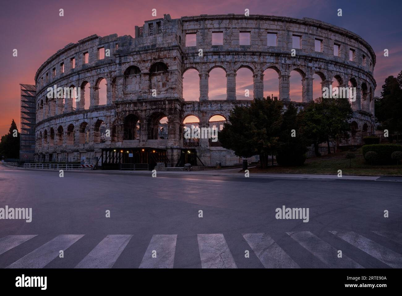 Famosa arena romana nella città di Pola, Istria, Croazia Foto Stock