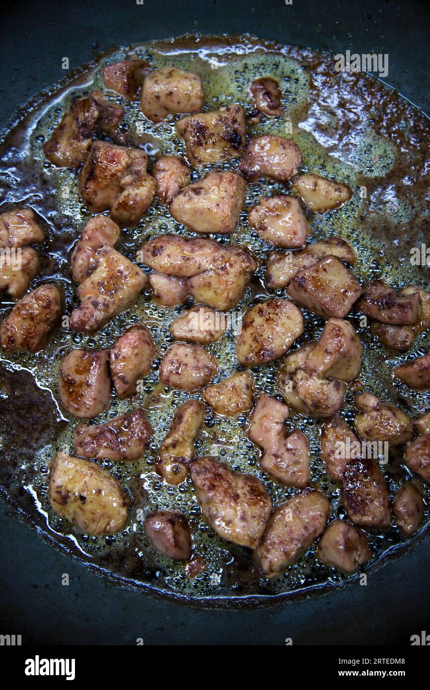 Pan fritto di fegato Foto Stock