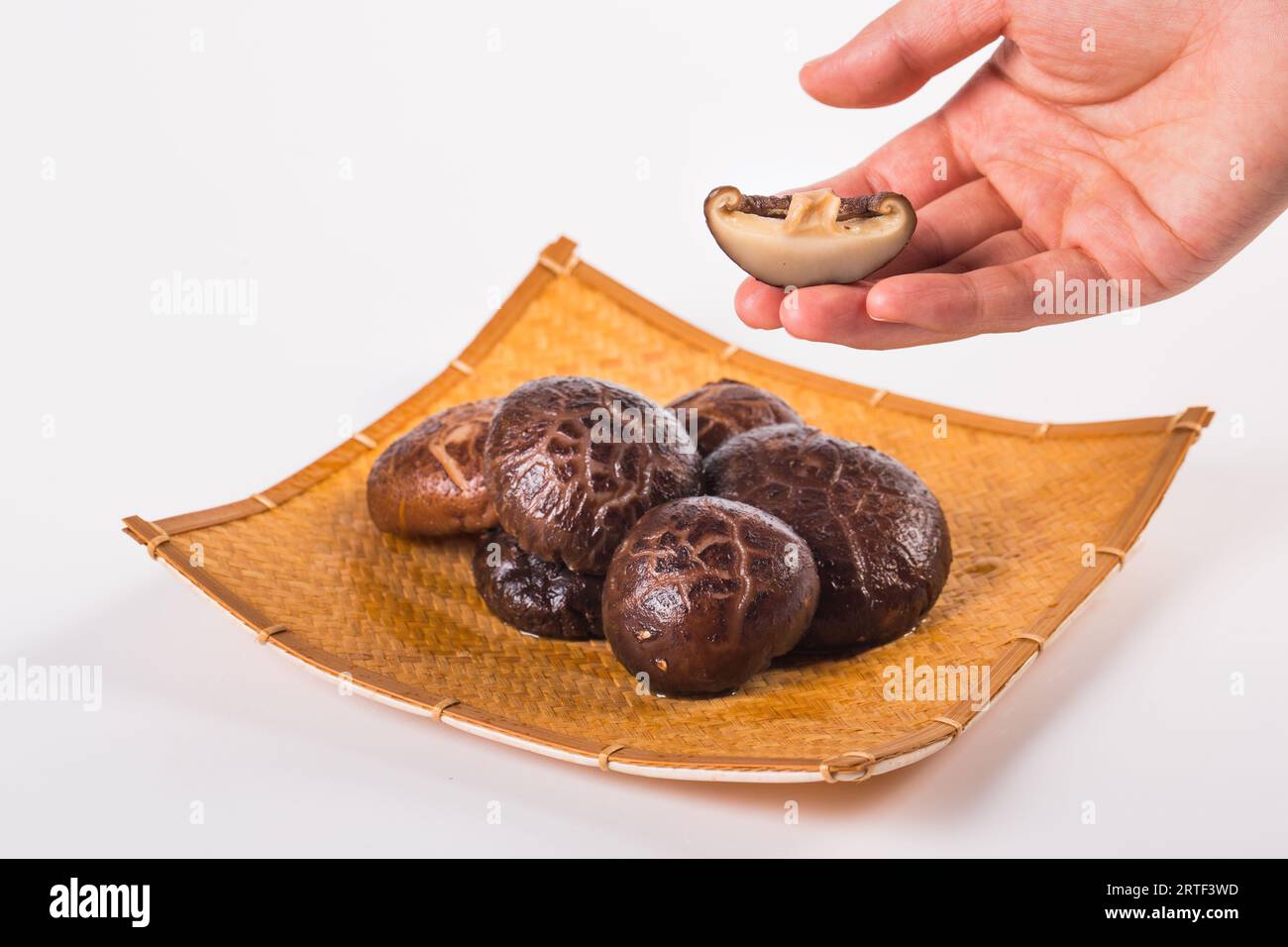 Funghi shiitake essiccati, essiccazione degli alimenti Foto Stock